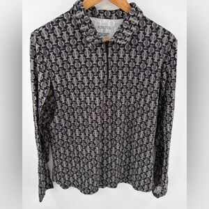 Icikuls women’s mosaic print vented mesh 1/4 zip long sleeve top size XL